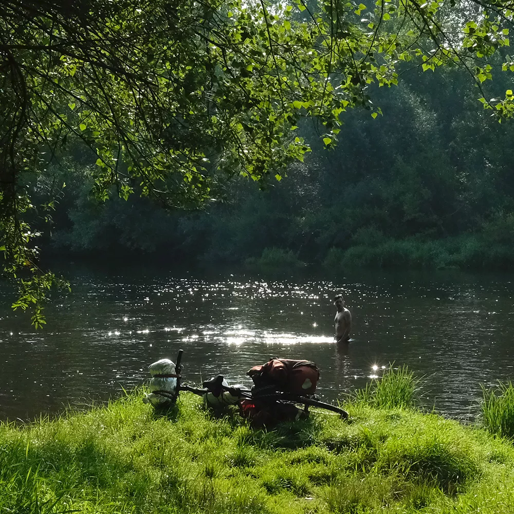 bain dans rivière