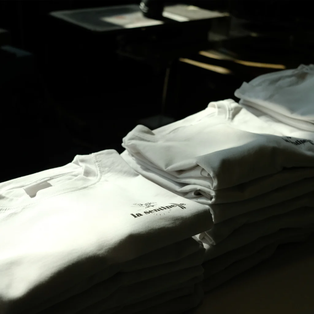 T-shirt de la sentinelle avec le dessin de Paul Lornet mis en avant.
